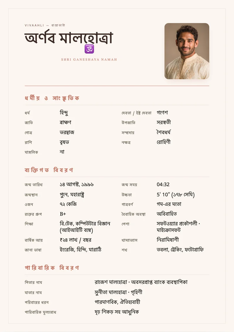 Blush Clay marriage biodata template