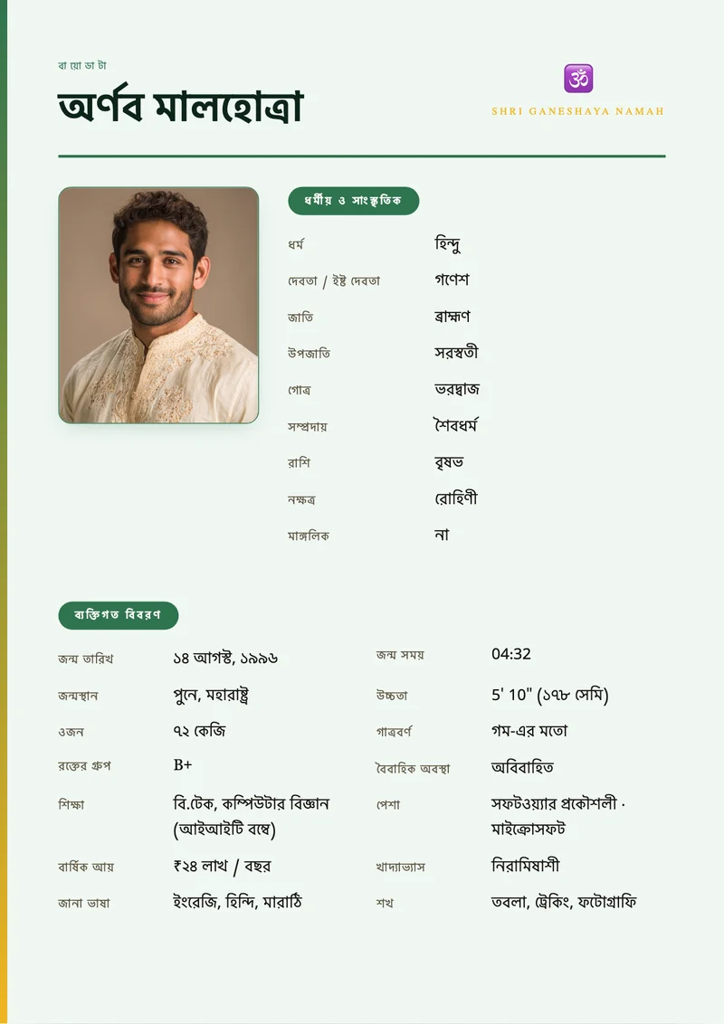 Contemporary Grid marriage biodata template