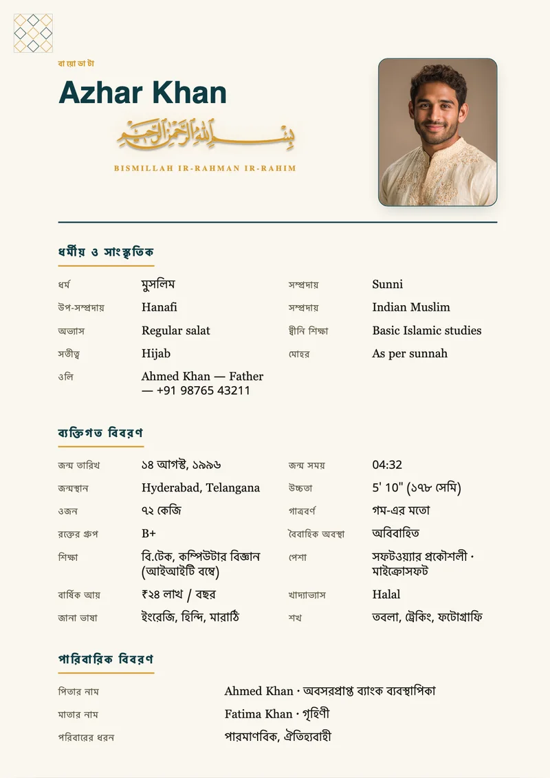 Marrakech Zellige marriage biodata template
