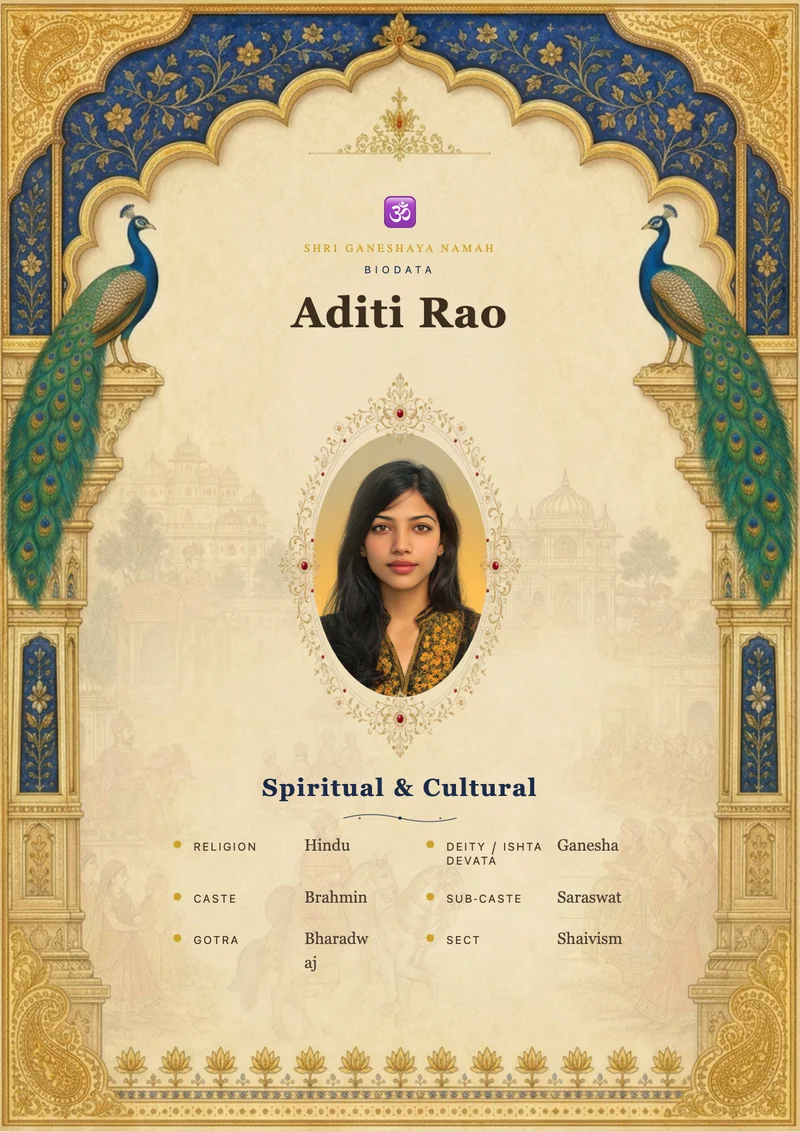 Udaipur Dreams marriage biodata template