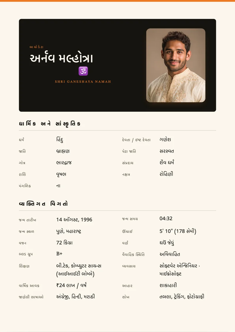 Modern Editorial marriage biodata template