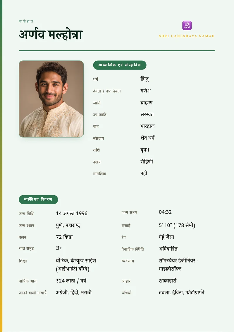 Contemporary Grid marriage biodata template