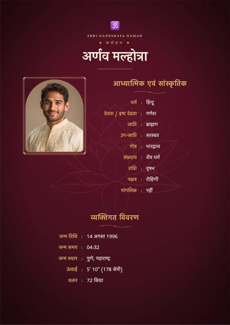 Imperial Maroon marriage biodata template
