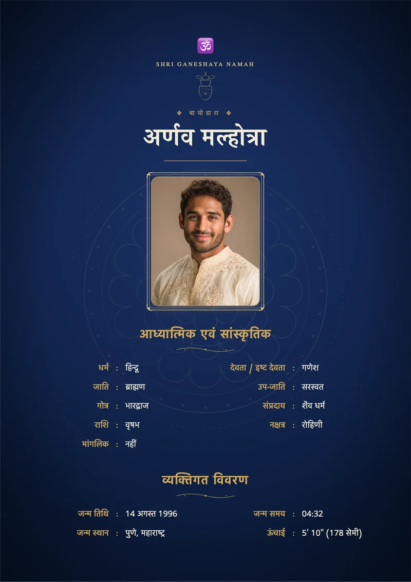 Midnight Mandala marriage biodata template