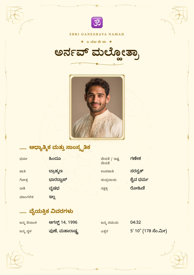 Golden Mandala marriage biodata template