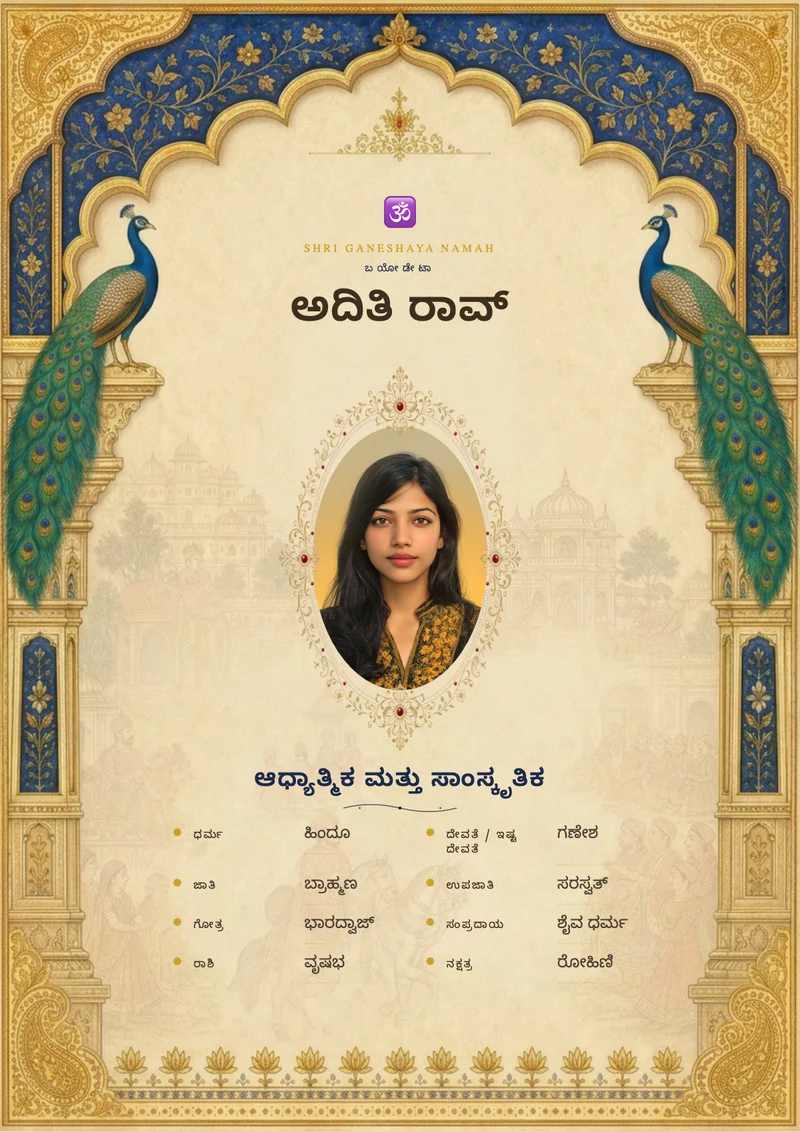 Udaipur Dreams marriage biodata template