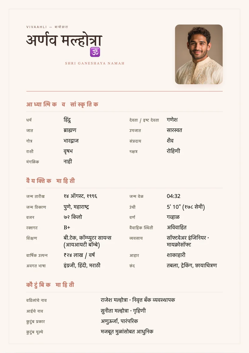 Blush Clay marriage biodata template