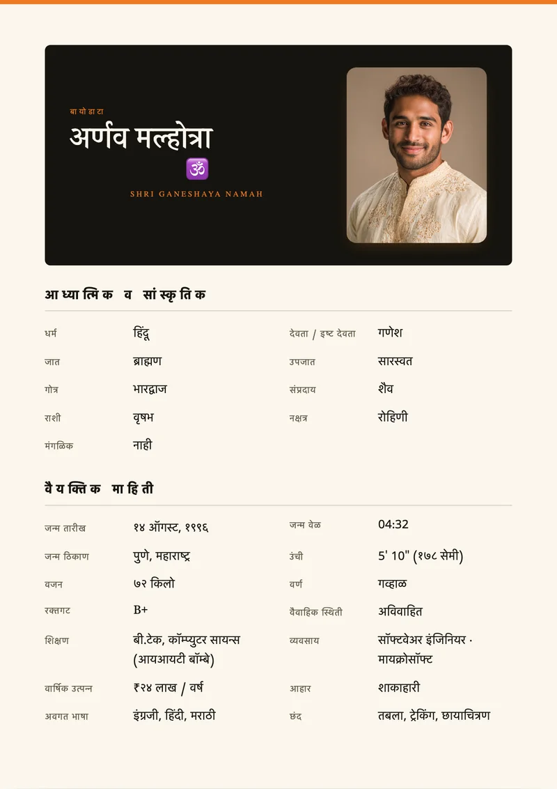 Modern Editorial marriage biodata template