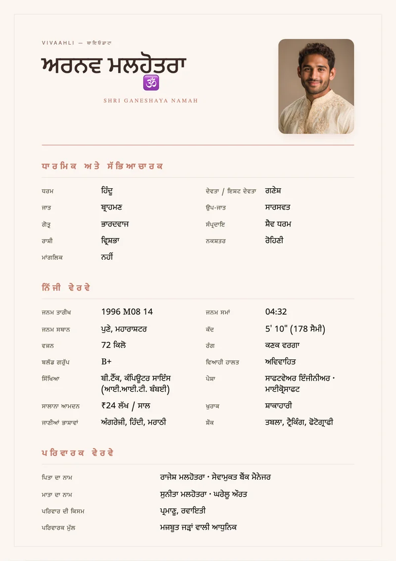 Blush Clay marriage biodata template