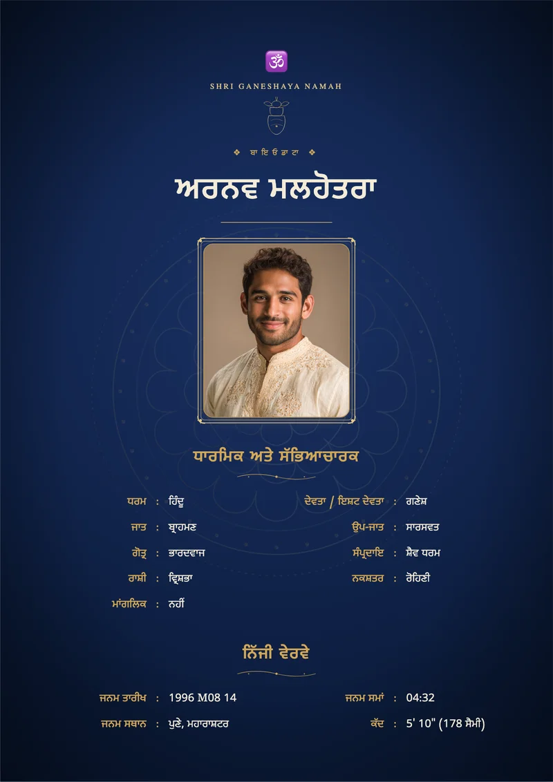 Midnight Mandala marriage biodata template