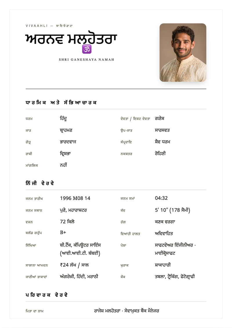 Minimal Noir marriage biodata template