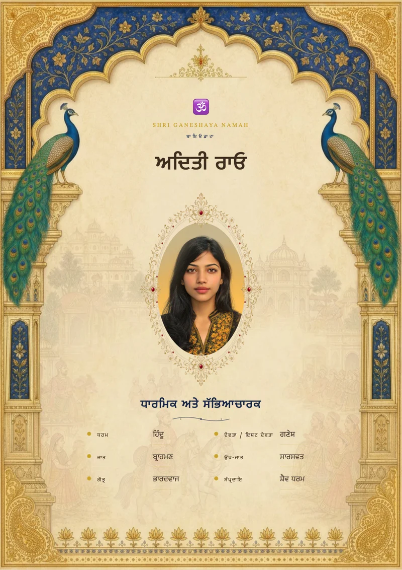 Udaipur Dreams marriage biodata template