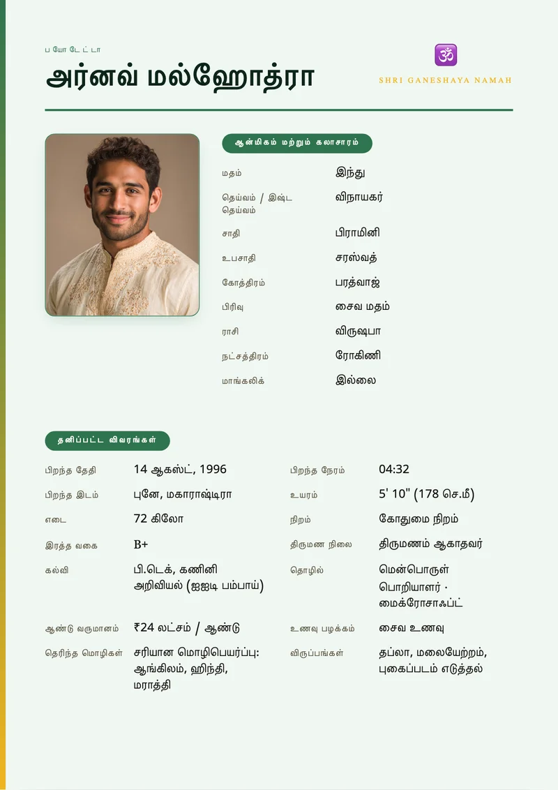 Contemporary Grid marriage biodata template