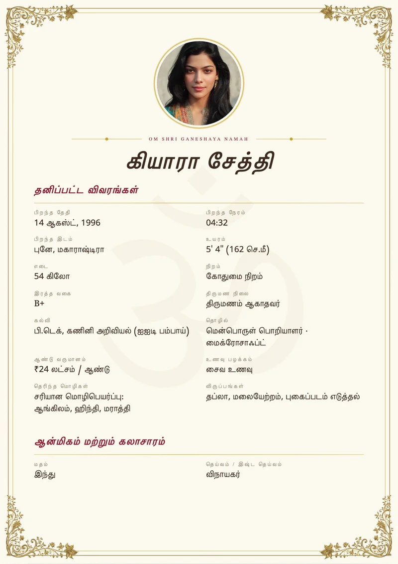 Ivory Grace marriage biodata template