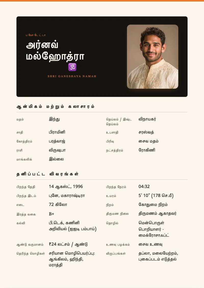 Modern Editorial marriage biodata template