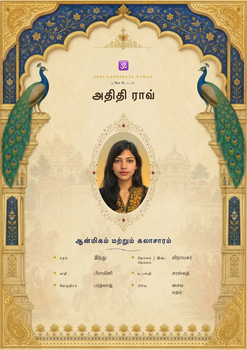 Udaipur Dreams marriage biodata template