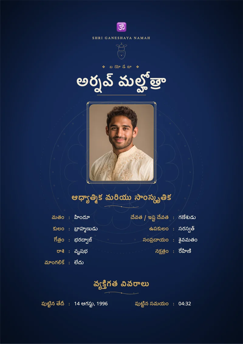 Midnight Mandala marriage biodata template