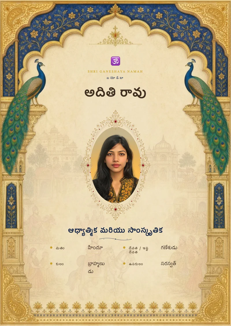 Udaipur Dreams marriage biodata template